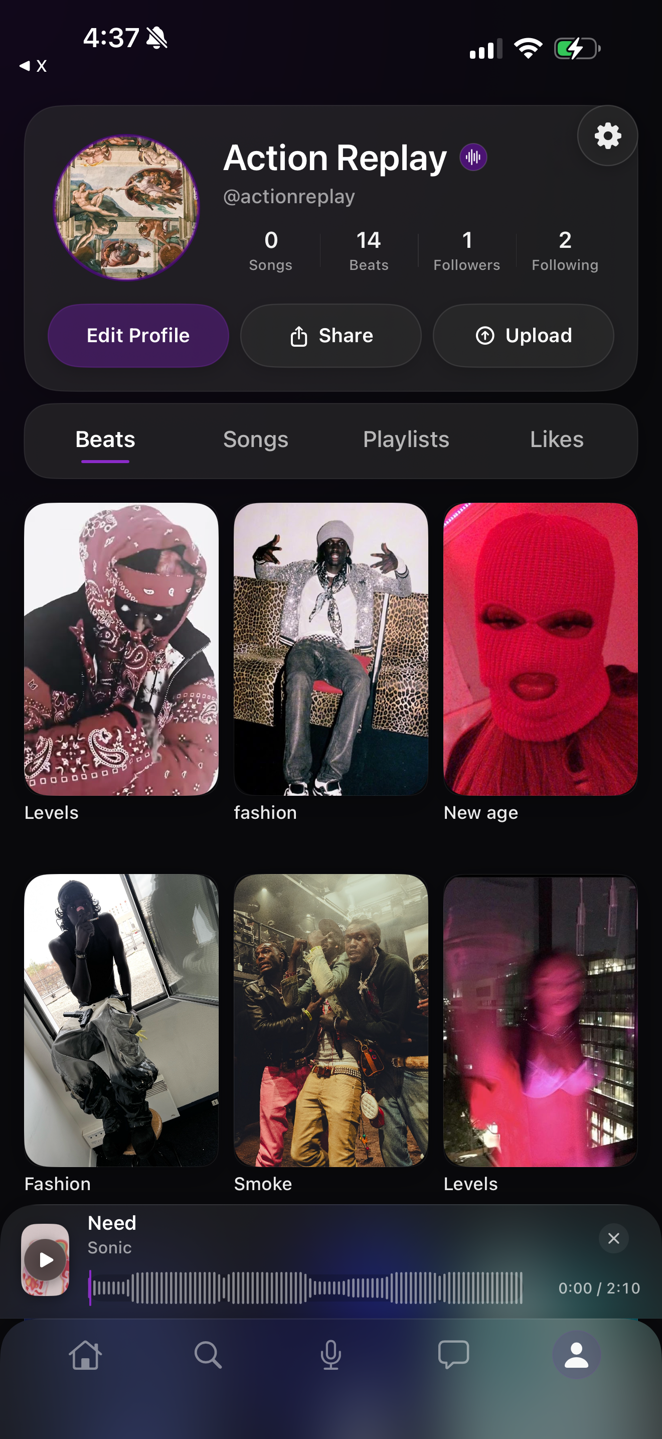 SongBoi profile app preview